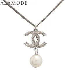 CHANEL(シャネル) ココマーク パールネックレス メタル ネックレス ラインストーン アクセサリー ジュエリー シルバー銀 レディース 40802167304【中古】【アラモード】