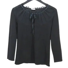 フィロソフィーディアルベルタフェレッティ PHILOSOPHY di ALBERTA FERRETTI 長袖 ニット セーター 40 黒系 ブラック シアー 切り替え リボン カットオフ イタリア製のサムネイル