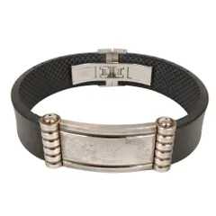 TIFFANY&CO. ティファニー パロマ ID シルバー×ラバー ブレスレット 腕周り20cm程度 ブラック 正規品 / 51399 TIFFANY&CO. ティファニー パロマ ID シルバー×ラバー ブレスレット 腕