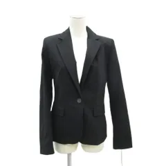 ザラ ZARA テーラードジャケット 上着 4 黒 ブラック 無地 ノッチドラペル ミドル丈 /YS29 ■GY58