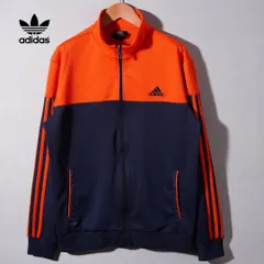 アディダス adidas トラックジャケット L ネイビー オレンジ ロゴ刺繍 ストリート 00s Y2K ヴィンテージ ジャージ スポーツミックス 古着 D265