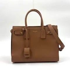 SAINT LAURENT PARIS サックドジュール ショルダーバッグ レザー ブラウン ハンドバッグ ゴールドのサムネイル