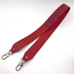 LOUIS VUITTON バイカラー レザー ブルー×レッド ショルダーストラップ ゴールド J02434