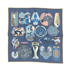 HERMES ガヴロッシュ シルク ブルー スカーフ