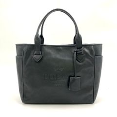 LOEWE ヘリテージ ロゴ型押し レザーチャーム ゴールド金具 トート