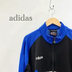90s adidas トラック ジャケット ジャージ M ブルー × ブラック  メンズ ファッション _201423