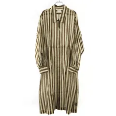 DRIES VAN NOTEN ドリスヴァンノッテン 24SS DARLOS 8140 W.W.DRESS ストライプシアードレスワンピース  グリーン ブラウン 36のサムネイル