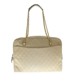 CHANEL (シャネル) マトラッセ35 キルティング チェーンショルダーバッグ ハンドバッグ ベージュ レザー ゴールド金具