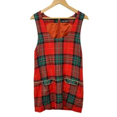 MARY QUANT(マリークワント) ワンピース サイズM レディース美品  - オレンジ×グリーン×マルチ ノースリーブ/ミニ/チェック柄