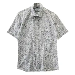 ヴィンテージ フラワーパターン ライト グレー カジュアル シャツ M