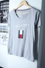 W(XL-2XL) Tommy Hilfiger トミーヒルフィガー 半袖 Tシャツ オーバーサイズ グレー-185EA