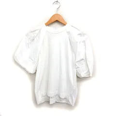 アダムエロペ Adam et Rope' ボリュームスリーブ カットソー 丸首 無地 コットン 綿 F ホワイト 白 /FT34