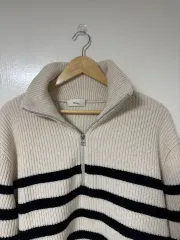 ルノア ストライプ ハーフジップアップ ニット