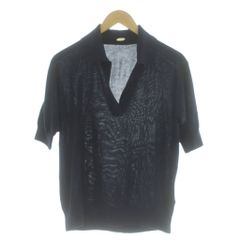 【極美品】ドゥーズィエムクラス シルク ポロシャツ ニット ネイビー Vネック ミューズ ドゥーズィエム クラス MUSE de Deuxieme Classe ポロシャツ