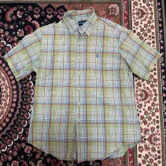 ポロラルフローレン メンズ グリーン CHECK 半袖シャツ XL/105
