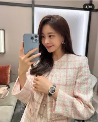 (LOAR/新品)ピンクプレミアム ツイード チェック セットアップ ONE PIECE + ジャケット