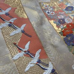 丸帯 鶴と花の刺繍 - メルカリ