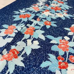 D961 訪問着 叩き染め 花模様 正絹 着物 袷 しつけ糸付き未使用極美品
