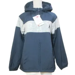 ルコックスポルティフ le coq sportif タグ付き ウィンドブレーカー ジャケット ゴルフウェア スポーツウェア ジップアップ フーディー 撥水 レオパード柄 ロゴ 刺繡 プリント 裏トリコット S 紺 ネイビー QB-575463 /Xのサムネイル