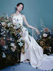 送料無料 ロングドレス 白 魚尾 マーメイド ホルターネック 掛け首 ノースリーブ 結婚式 宴会 パーティー 演奏会 発表会 司会 上品 高級感 細見え 着痩せ 人気 レディース S M L XL 2XL 主役級 映える エレガント おすすめ 美ライン 華やか