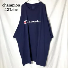 【champion】チャンピオン プリントロゴ ワンポイント刺繍 オーバーサイズ 半袖Tシャツ US古着 USA輸入 ネイビー 4XLsize