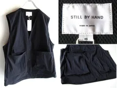 新品タグ付 STILL BY HAND スティルバイハンド ストレッチナイロン アシンメトリーポケット スナップボタン ベスト 46 ミッドナイト 紺