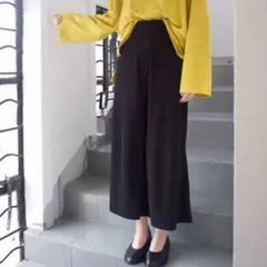 パンツ リブニット ワイド ルーズシルエット 大人カジュアル 体型カバー 楽ちん