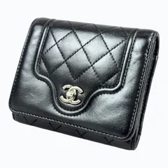 【美品】CHANEL シャネル マトラッセ ターンロック 三つ折り 財布 ブラック 24番台