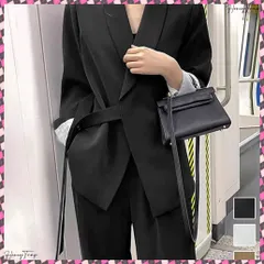 送料無料 テーラードジャケット パンツスーツセット ベルト付きウエストマーク ロングジャケット ゆったり セミワイドパンツ 大人上品セット オフィススーツセット30代40代 長袖通勤ジャケット セットアップ 春秋 入学式卒業式入園式