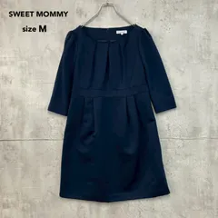 SWEET MOMMY スウィートマミー M ネイビー 日本製 タック 七分袖 ひざ丈 フォーマル セレモニー 入学式 卒業式 入園式 卒園式 七五三 お宮参り 結婚式 冠婚葬祭 オフィス きれいめ 上品 事務服 ★ ■◆のサムネイル