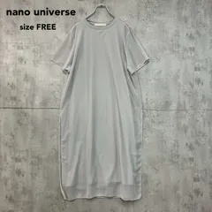 nano universe ナノユニバース SIZE F グレー 673-4119327 シアーコンビワンピース 半袖 ロング丈 クルーネック Ｔシャツワンピース スリット 異素材 コンビ アンサンブル風 ゆったり 体型カバー ★ ■◆