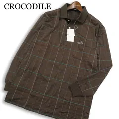 【新品 未使用】 CROCODILE クロコダイル 春夏★ 長袖 ロゴ刺繍 チェック柄 ポロシャツ 日本製 Sz.M メンズ
