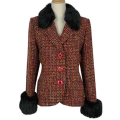 イヴ・サンローラン YVES SAINT LAURENT ツイード ジャケット アウター テーラードジャケット レッド レディース 【中古】のサムネイル