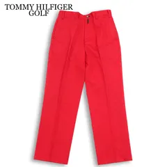 TOMMY HILFIGER GOLF トミーヒルフィガー ゴルフ 通年 ストレッチ ロゴ刺繍 シンチバック スラックス パンツ Sz.M メンズ 赤のサムネイル