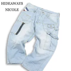 HIDEAWAYS NICOLE ハイダウェイ ニコル 春夏★ USED加工 カーゴ デニム クロップド パンツ ジーンズ Sz.48 メンズのサムネイル