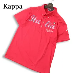 Kappa GOLF カッパ ゴルフ 春夏★ 半袖 刺繍 ワッペン ストレッチ ボタンダウン ポロシャツ Sz.L メンズ