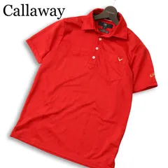 Callaway キャロウェイ ゴルフ 春夏★ 半袖 ロゴ刺繍 総柄 チェック ポロシャツ Sz.M メンズ 赤