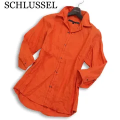 SCHLUSSEL シュリセル 春夏 襟ワイヤー★ 麻100％ リネン 七分袖 フックボタン シャツ Sz.3 メンズのサムネイル
