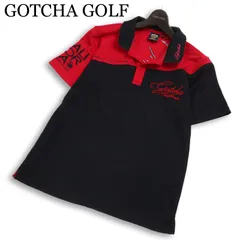 GOTCHA GOLF ガッチャ ゴルフ 春夏★ 半袖 ロゴ刺繍 切替 ポロシャツ Sz.M メンズ 赤 黒