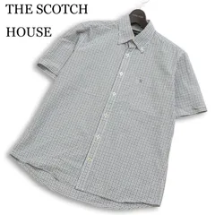 THE SCOTCH HOUSE スコッチハウス 春夏★ 半袖 ボタンダウン チェック ロゴ刺繍 シャツ Sz.M メンズ