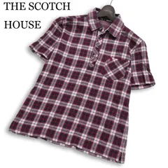 THE SCOTCH HOUSE スコッチハウス 春夏★ 半袖 チェック柄 ロゴ刺繍 ポロシャツ Sz.M メンズ