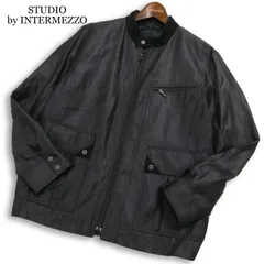 STUDIO by INTERMEZZO インターメッツォ レナウン 春夏★ 麻 リネン コーティング加工 ブルゾン ジャケット Sz.M メンズ 黒