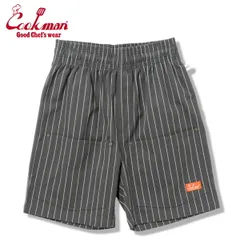 COOKMAN クックマン Chef Pants Short Front Pocket ショート シェフパンツ フロントポケット Herringbone Stripe Charcoal ヘリンボーン ストライプ チャコール