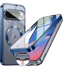 [자동 슬라이드 잠금! 360 ° 전면 보호] WTAIYUN Google Pixel 10 용 케이스 MagSafe 대응 일체형 렌즈 보호 무선 충전 대응 고감도 터치 스트랩 홀 첨부 지문 인증 대응 투명 황변 방지 PC 배면 지문 방지 (그레이)