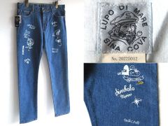 シナコバ」新品 メッセージ・イラスト入 ホワイトデニムパンツ 92(W94