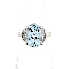 Pt900 大粒 アクアマリン 3.36ct ダイヤ リング 指輪 プラチナ - メルカリ
