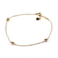 美品 K18 ダイヤモンド ハート ブレスレット 0.10ct 華奢 ゴールド 