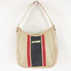 トミーヒルフィガー TOMMY HILFIGER ハンドバッグ キャンバス レザー ベージュ 紺 *A87のサムネイル