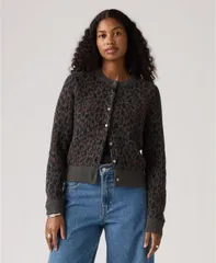 リーバイス レディース アウター ニット・セーター カーディガン Levis Premium Womens Tara Long Sleeve Cardigan Dilara Leopard Charcのサムネイル