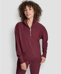 ダナ キャラン ニューヨーク レディース アウター パーカー・スウェット モックネック スウェット シャツ DKNY Womens Tech Ottoman HalfZip Mock Neck Sweatshirt Syrah